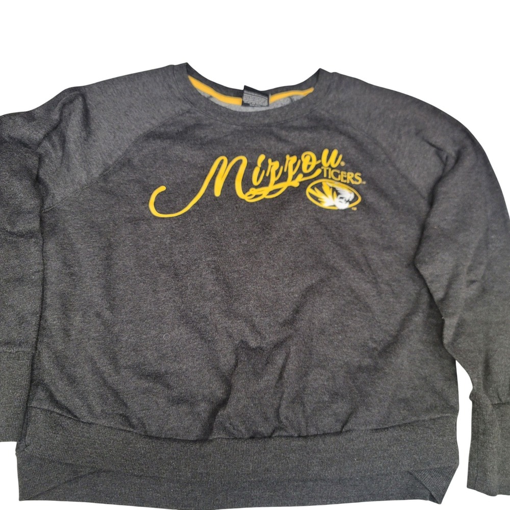 Missouri‎ Tigers NCAA Womens Gray Script Logo Colosseum Sweatshirt Small Mizzou
